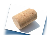 Champagne cork stopper displayed on a white card