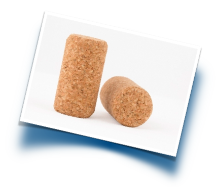 Two micro cork stoppers displayed on a white card