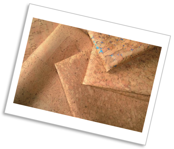 Cork sheet material displayed in a framed product photo